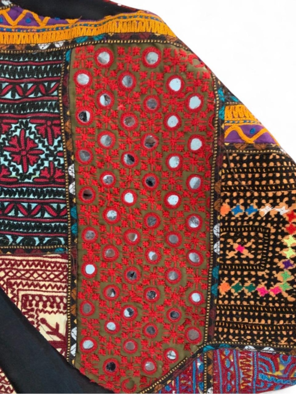 Vintage Patchwork Ethnic Vest Multicolor Boho Western Large Women Medium Men - Picture 3 of 4